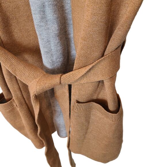 Moth Anthropologie Sweater Cardigan Women S Rizzo Belted Camel Wrap Belted - Picture 6 of 11